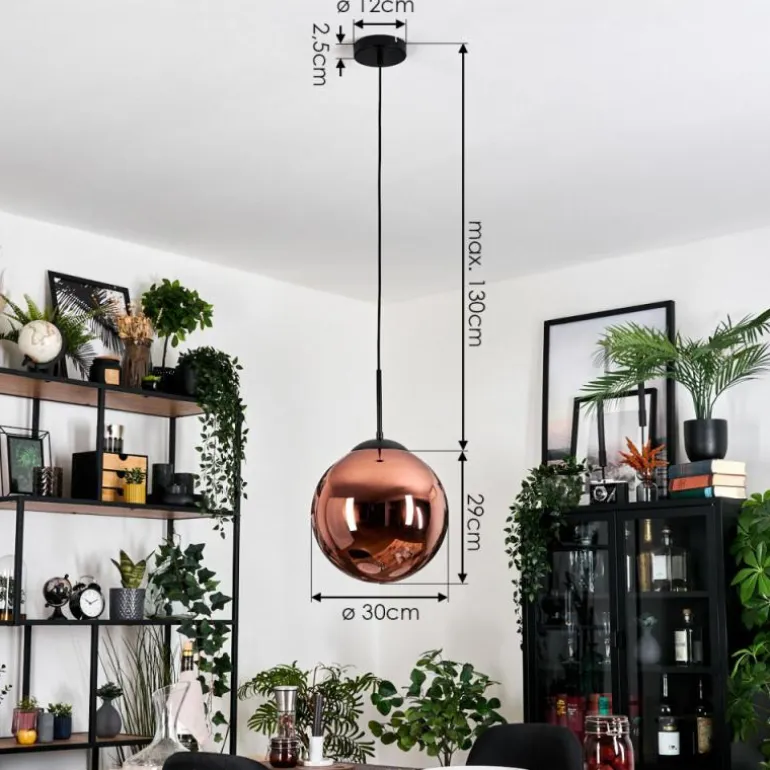 Gastor Suspension, Boule lumineuse, Suspension Cuivré, 1 lumière