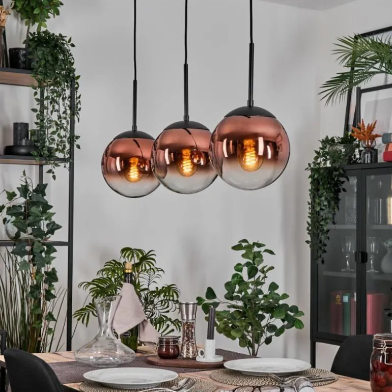 Gastor Suspension, Boule lumineuse, Suspension 20 cm Clair, Cuivré, 3 lumières