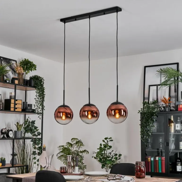 Gastor Suspension, Boule lumineuse, Suspension 20 cm Clair, Cuivré, 3 lumières