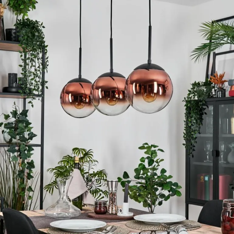 Gastor Suspension, Boule lumineuse, Suspension 20 cm Clair, Cuivré, 3 lumières