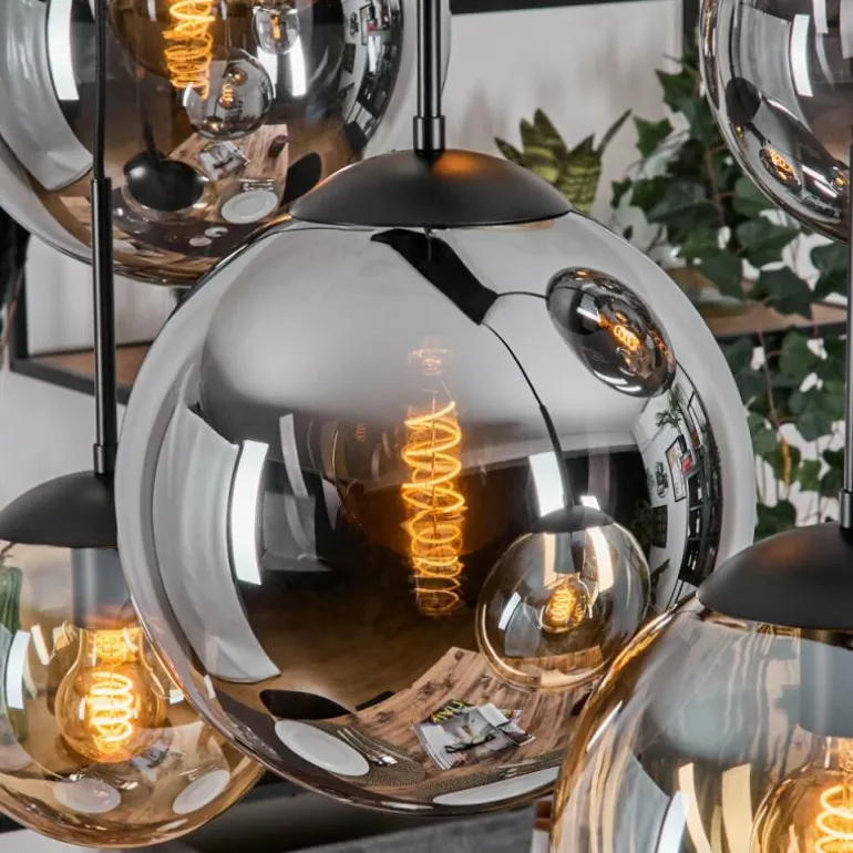 Gastor Suspension, Boule lumineuse, Suspension Ambre, Fumé, 6 lumières