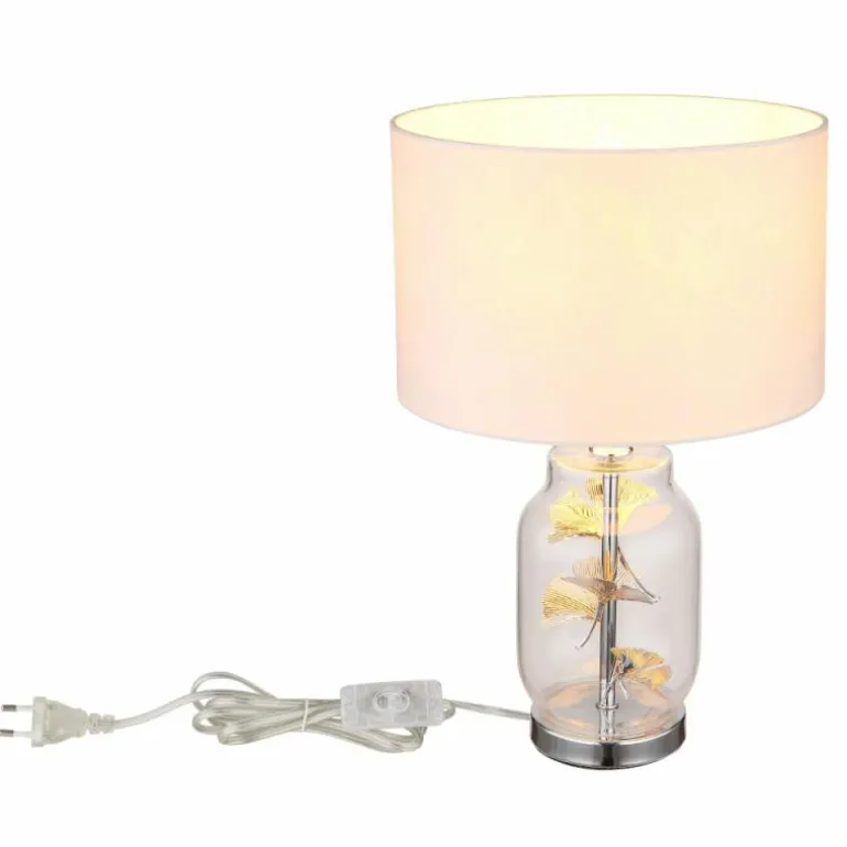 Ginko Lampe à poser Luminaires Globo Lighting Chrome, Transparent, 1 lumière