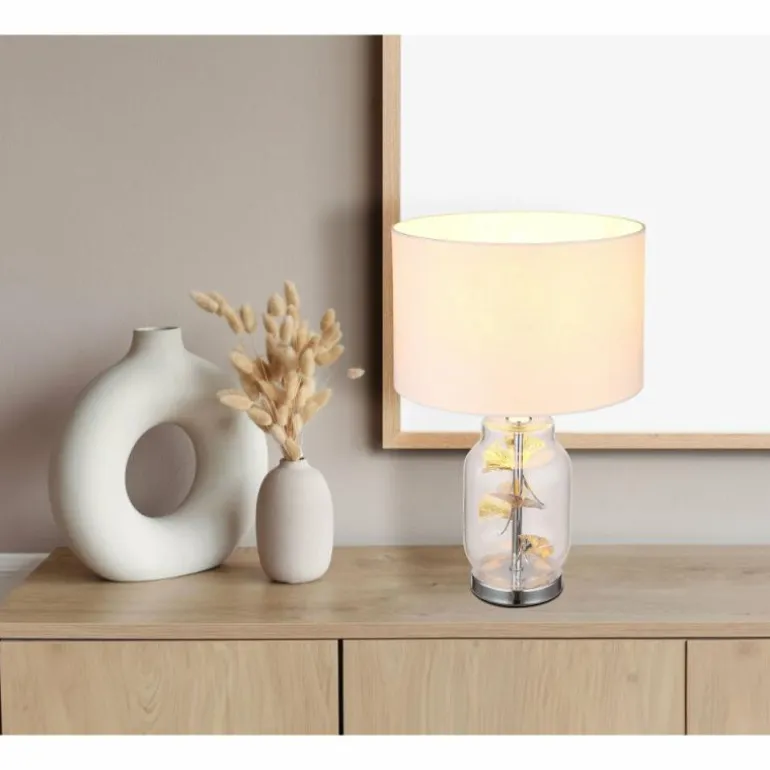 Ginko Lampe à poser Luminaires Globo Lighting Chrome, Transparent, 1 lumière