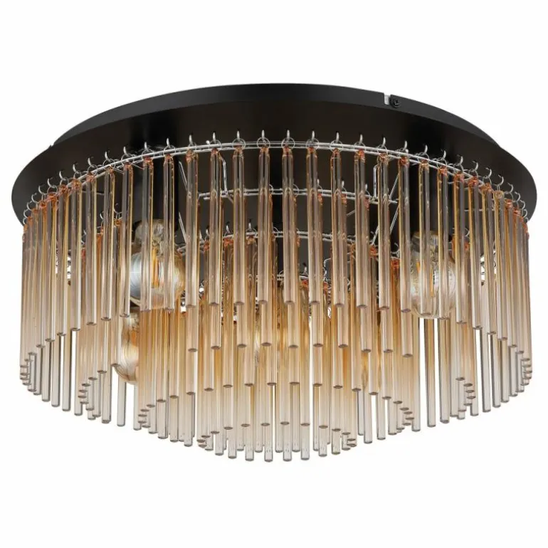 Gorley Plafonnier Luminaires Globo Lighting Chrome, Noir, 5 lumières