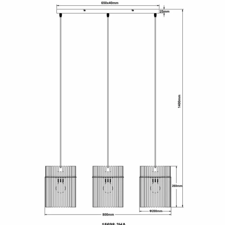 Gorley Suspension Luminaires Globo Lighting Noir, 3 lumières