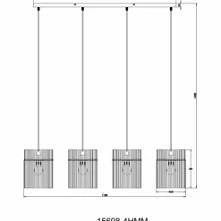 Gorley Suspension Luminaires Globo Lighting Noir, 4 lumières