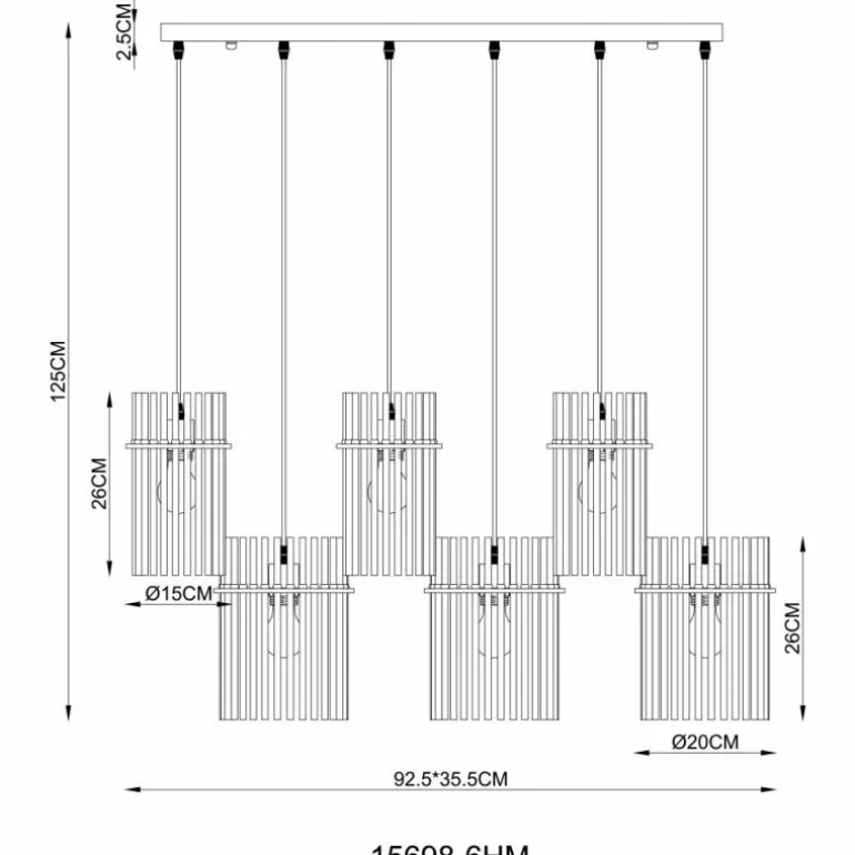 Gorley Suspension Luminaires Globo Lighting Or, 6 lumières
