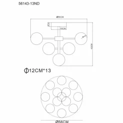 Grappy Plafonnier Luminaires Globo Lighting Nickel mat, 13 lumières