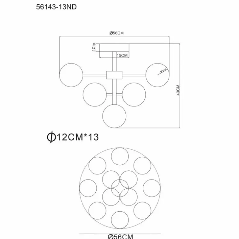 Grappy Plafonnier Luminaires Globo Lighting Nickel mat, 13 lumières