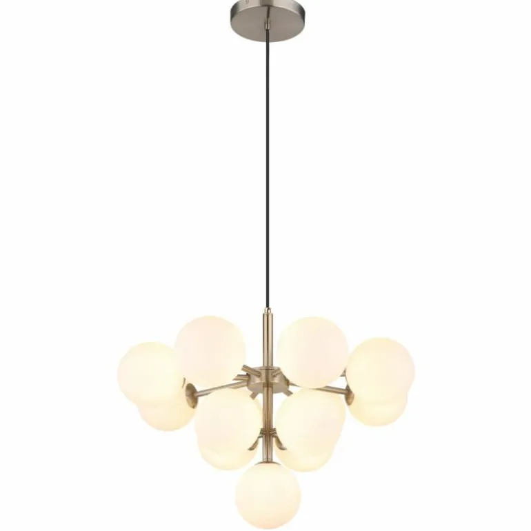 Grappy Suspension Luminaires Globo Lighting Nickel mat, 13 lumières