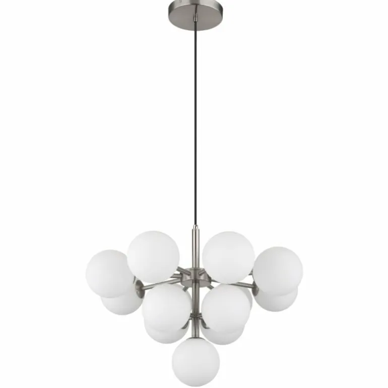 Grappy Suspension Luminaires Globo Lighting Nickel mat, 13 lumières