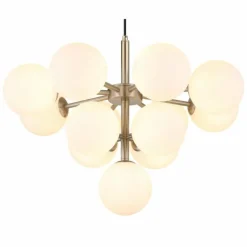 Grappy Suspension Luminaires Globo Lighting Nickel mat, 13 lumières