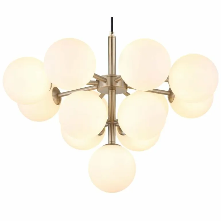 Grappy Suspension Luminaires Globo Lighting Nickel mat, 13 lumières