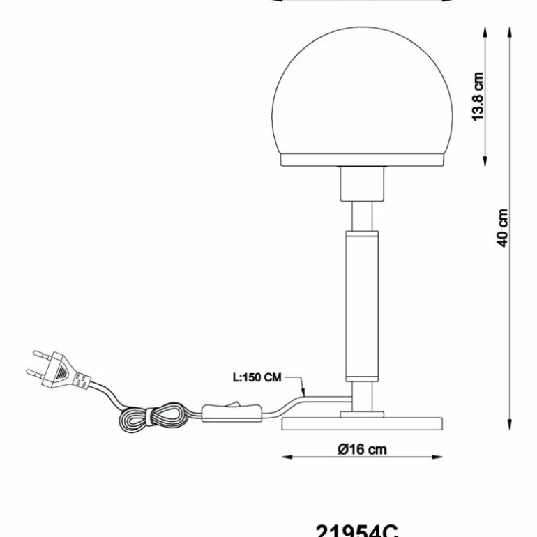 Haku Lampe à poser Luminaires Globo Lighting Chrome, Nickel mat, 1 lumière