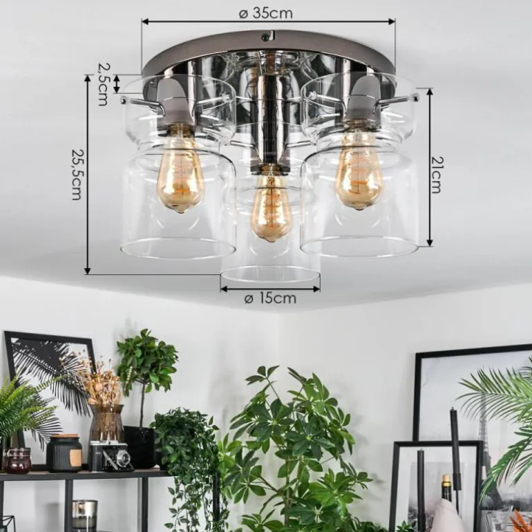 Hasvik Plafonnier, Spot de plafond Chrome, Noir, 3 lumières