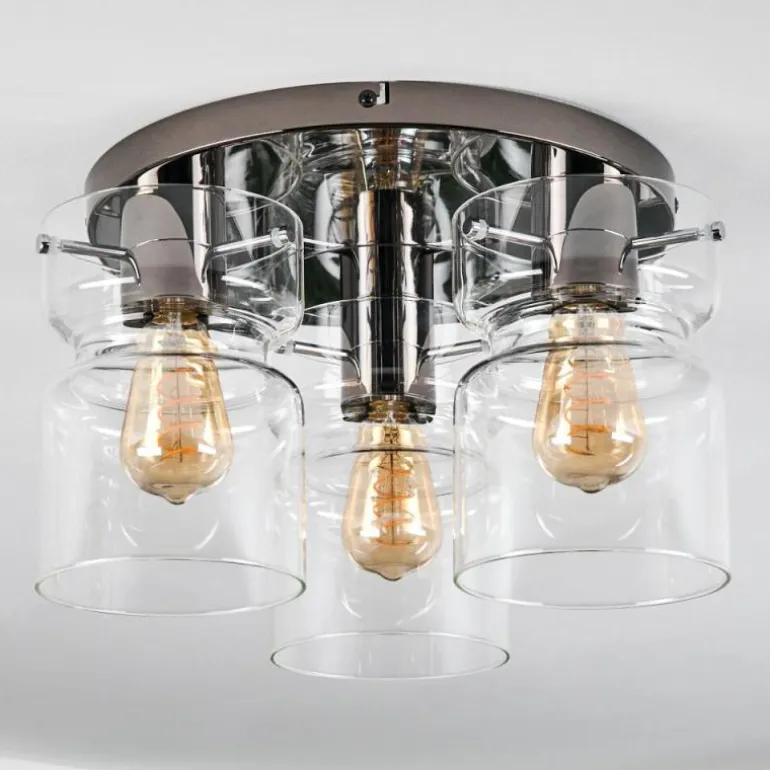 Hasvik Plafonnier, Spot de plafond Chrome, Noir, 3 lumières