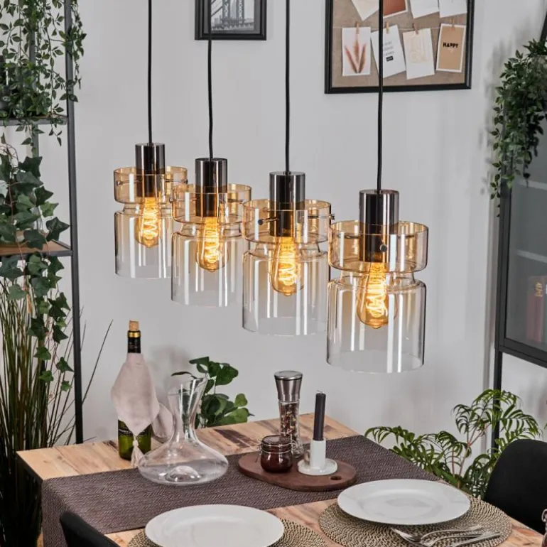 Hasvik Suspension, Suspension Ambre, Clair, 4 lumières