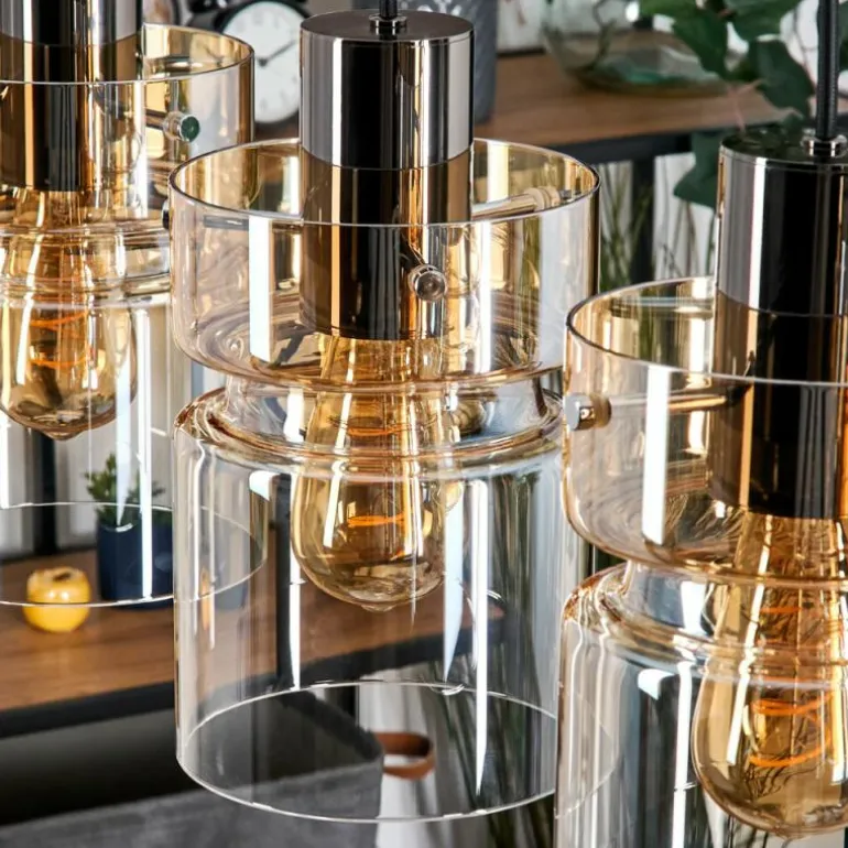 Hasvik Suspension, Suspension Ambre, Clair, 4 lumières