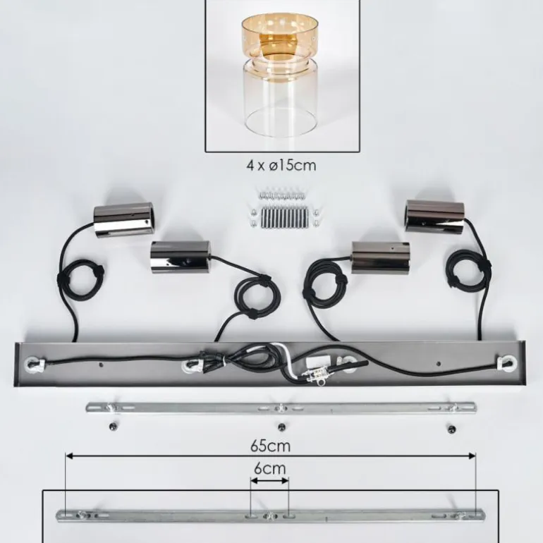 Hasvik Suspension, Suspension Ambre, Clair, 4 lumières