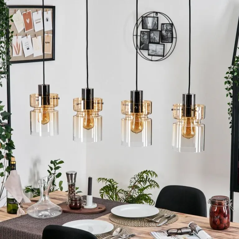 Hasvik Suspension, Suspension Ambre, Clair, 4 lumières
