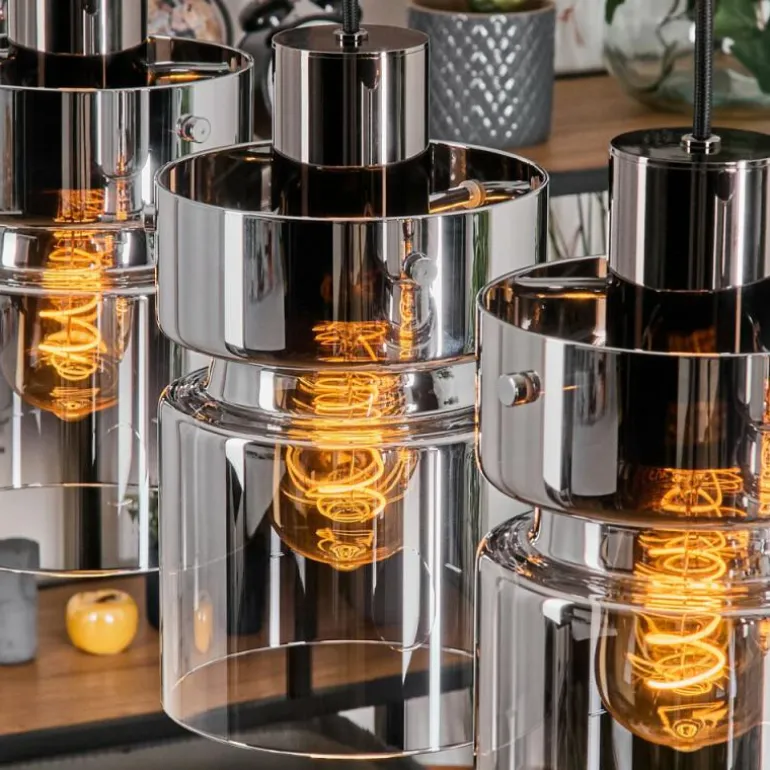 Hasvik Suspension, Suspension Chrome, Noir, 3 lumières