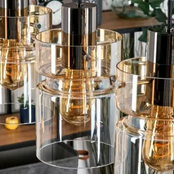 Hasvik Suspension, Suspension Chrome, Noir, 3 lumières