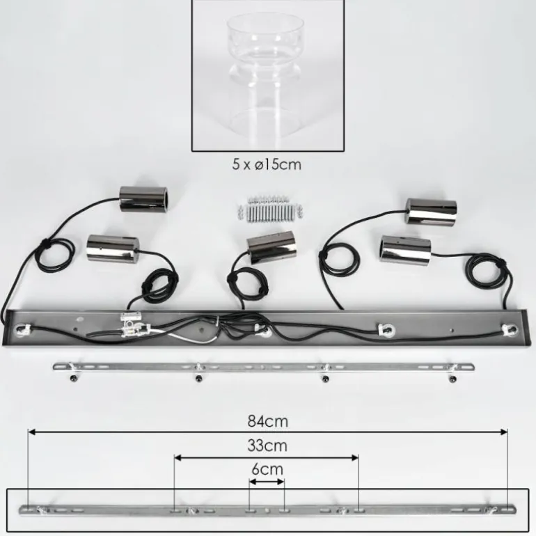 Hasvik Suspension, Suspension Noir, 5 lumières