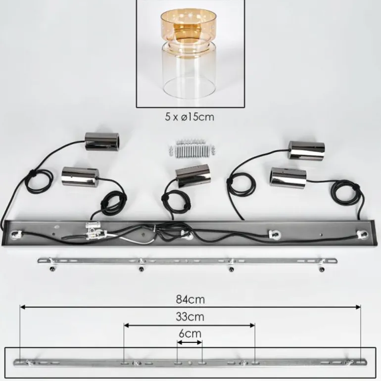 Hasvik Suspension, Suspension Noir, 5 lumières