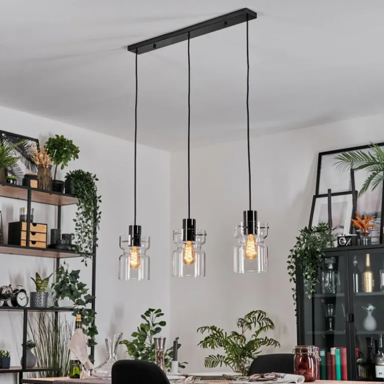 Hasvik Suspension, Suspension Chrome, Noir, 3 lumières