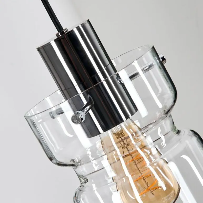 Hasvik Suspension, Suspension Chrome, Noir, 3 lumières