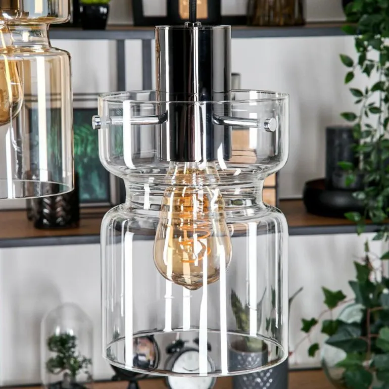 Hasvik Suspension, Suspension Chrome, Noir, 3 lumières