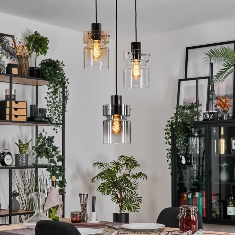 Hasvik Suspension, Suspension Chrome, Noir, 3 lumières