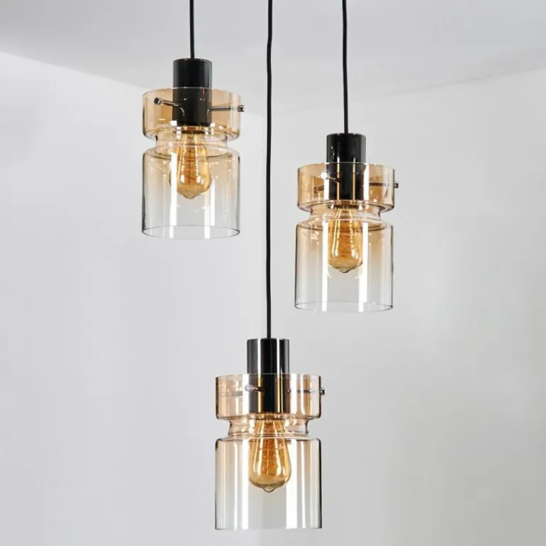 Hasvik Suspension, Suspension Chrome, Noir, 3 lumières