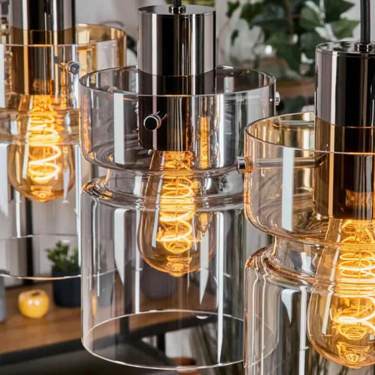 Hasvik Suspension, Suspension Chrome, Noir, 3 lumières