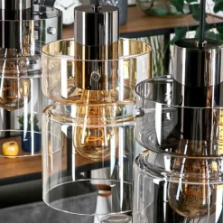 Hasvik Suspension, Suspension Chrome, Noir, 3 lumières
