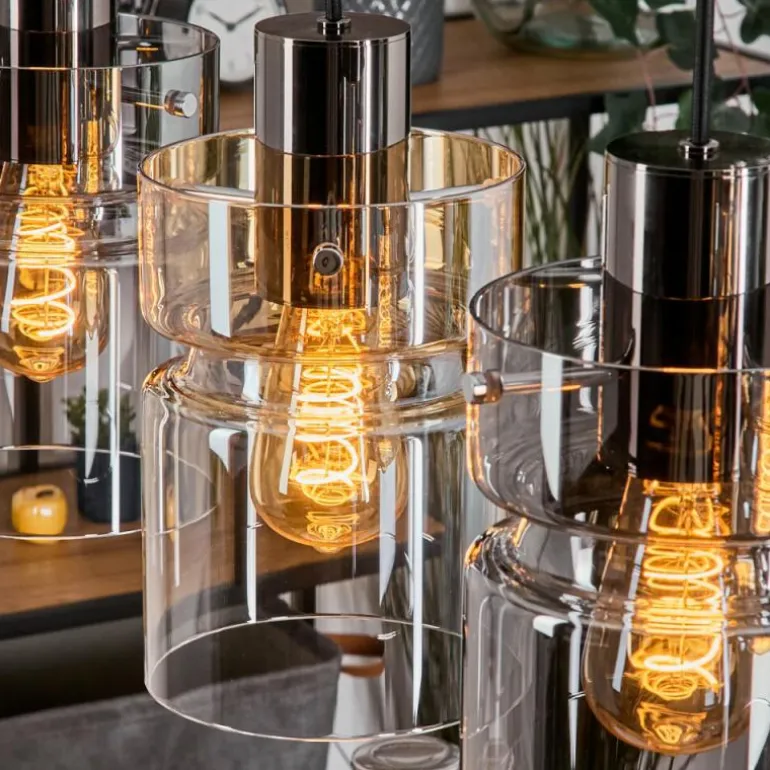 Hasvik Suspension, Suspension Chrome, Noir, 3 lumières