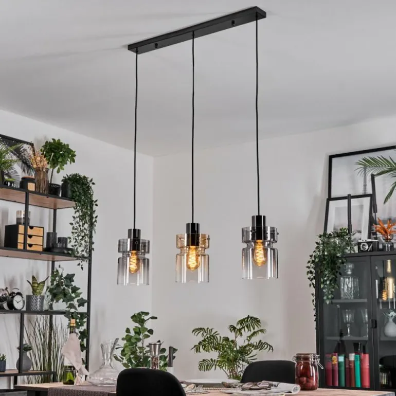 Hasvik Suspension, Suspension Chrome, Noir, 3 lumières