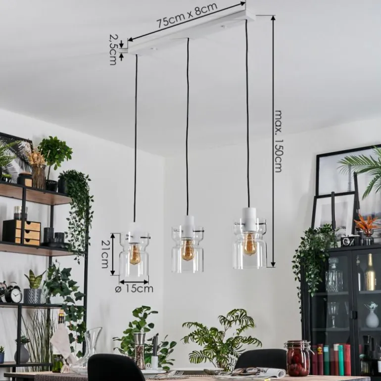 Hasvik Suspension, Suspension Blanc, 3 lumières