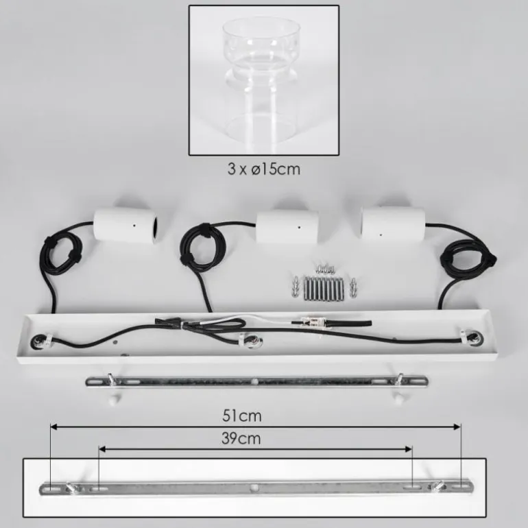 Hasvik Suspension, Suspension Blanc, 3 lumières