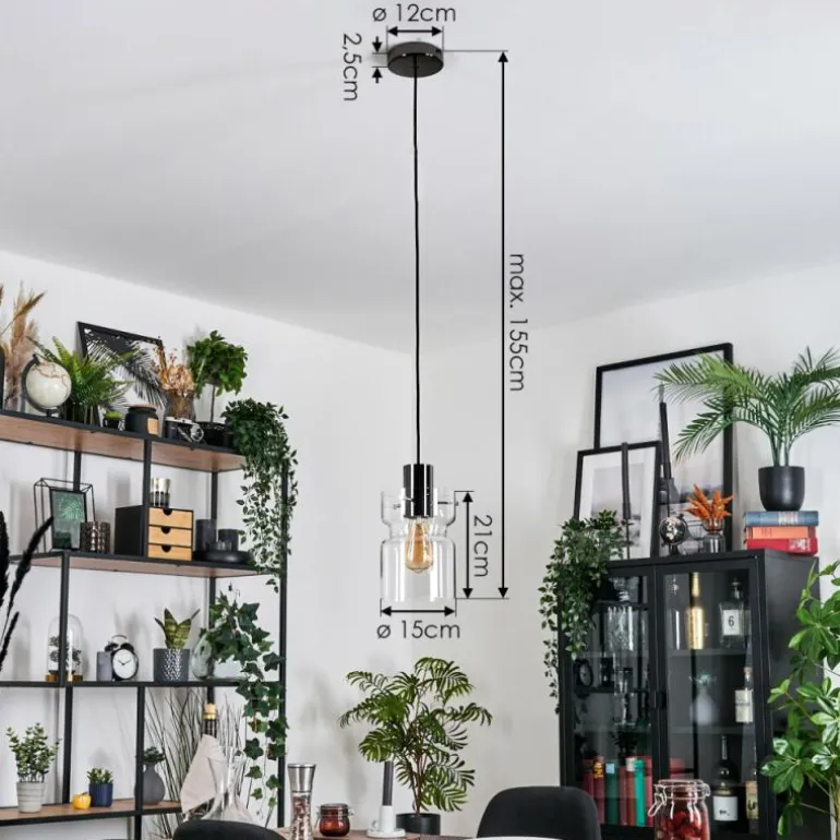 Hasvik Suspension, Suspension Chrome, Noir, 1 lumière