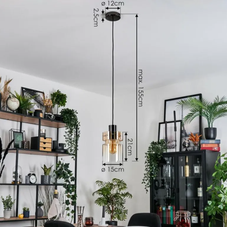 Hasvik Suspension, Suspension Chrome, Noir, 1 lumière