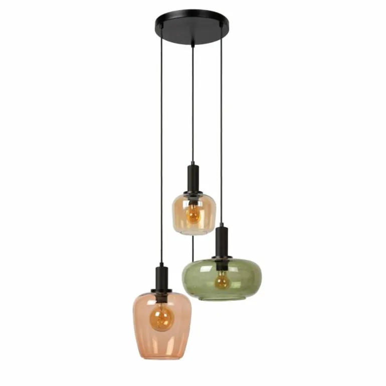 ILONA Suspension Luminaires Lucide Noir, 3 lumières