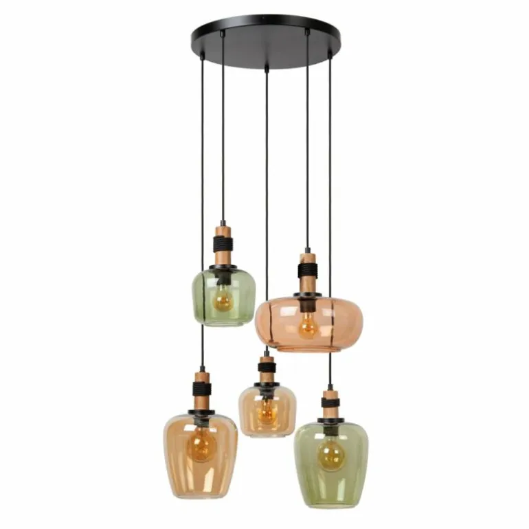 ILONA Suspension Luminaires Lucide Noir, 5 lumières