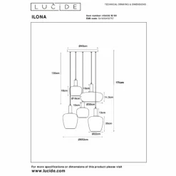 ILONA Suspension Luminaires Lucide Noir, 5 lumières