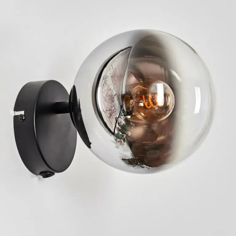 Koyoto Boule lumineuse, Applique murale, Spot mural Chrome, Clair, Fumé, 1 lumière