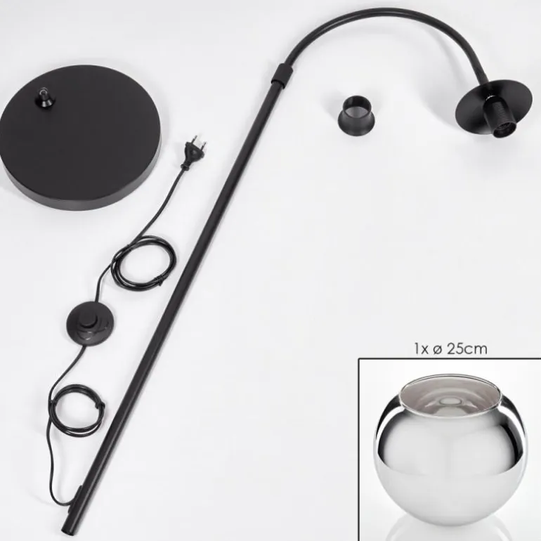 Koyoto Boule lumineuse, Lampadaire Chrome, Fumé, 1 lumière