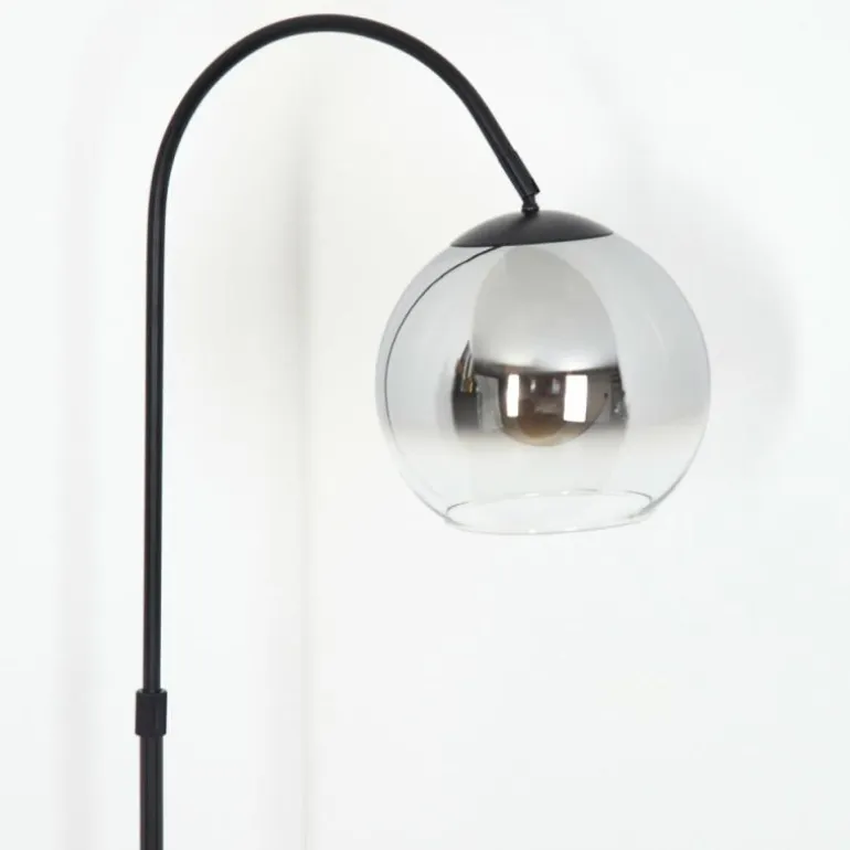 Koyoto Boule lumineuse, Lampadaire Chrome, Clair, Fumé, 1 lumière