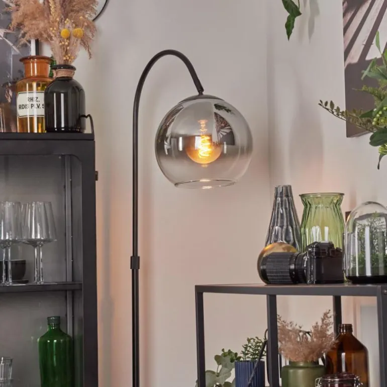 Koyoto Boule lumineuse, Lampadaire Chrome, Clair, Fumé, 1 lumière