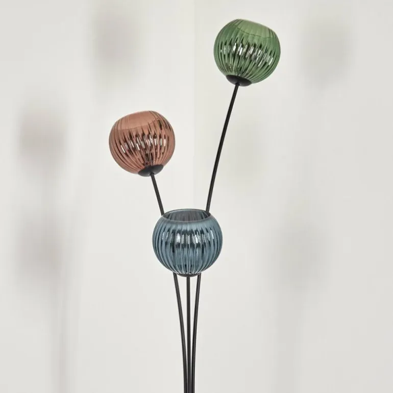 Koyoto Boule lumineuse, Lampadaire Bleu, Vert, Cuivré, 3 lumières