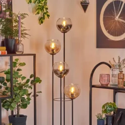 Koyoto Lampadaire 30 cm Bois clair, Noir, 4 lumières